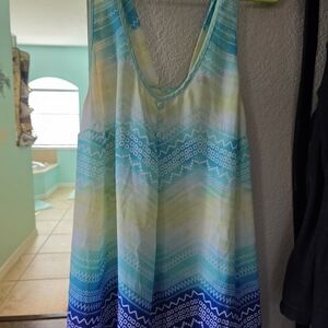 Candie's Mint and Aqua Chevron Tank Top